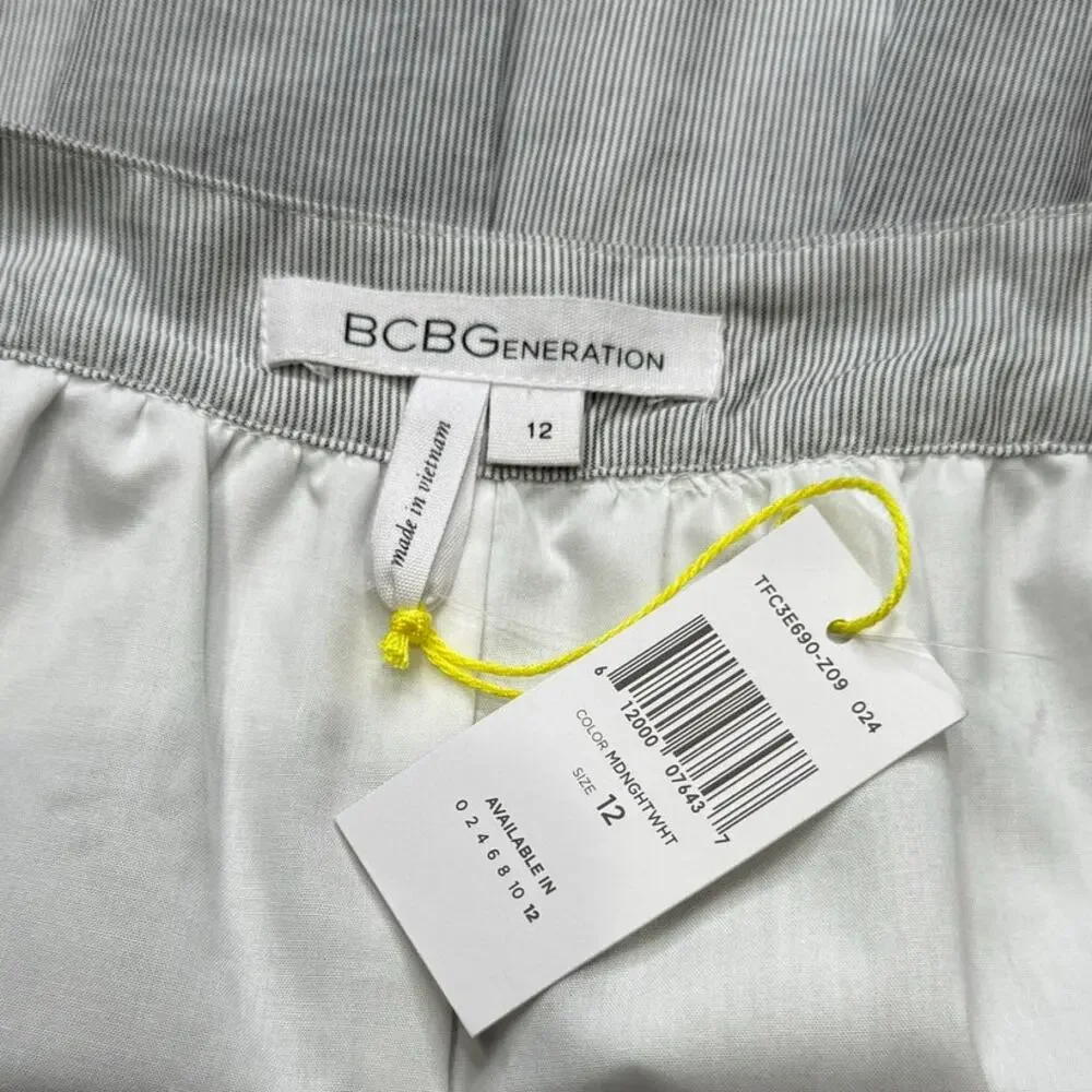 BCBG Generation Striped Button-Front Mini Skirt